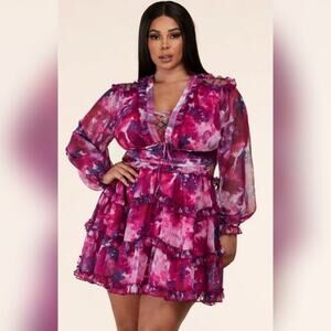 Ebony Bea Floral Open Back Dress SZ 1X